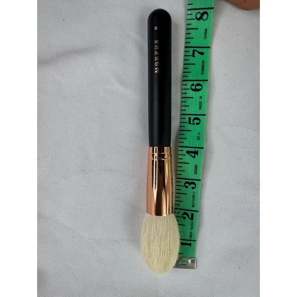 Morphe R1 Deluxe Pointed Powder Brush Rose Gold Collection Black Handle Tapered